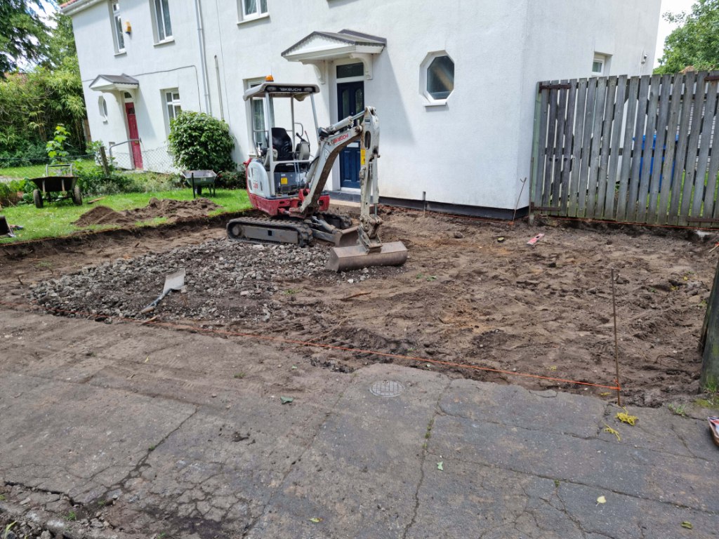 This is a photo of a dig out being carried out by Ashford Driveways in preparation for a block paving driveway